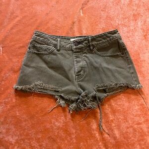 Brandy Melville Green Jean Shorts Distressed Cut-Offs